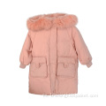 Chaqueta con cuello de piel para niños Chaqueta de plumón